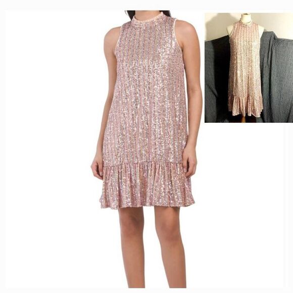 Julia Jordan Ruffle Sequence Swing Dress Size 10 - Picture 1 of 12